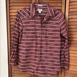 Ariat Women’s Maroon Aztec Patterned Button Down Shirt